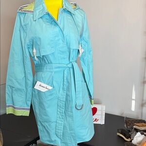 Dennis Basso Aqua Trench Coat with Belt